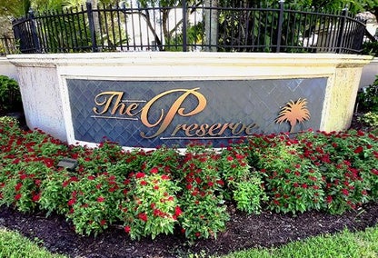 Entryway sign to The Preserve Housing complex in Boca Raton, Florida
