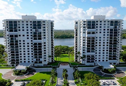 Drone image of La Fontana Condos in Boca Raton, Florida