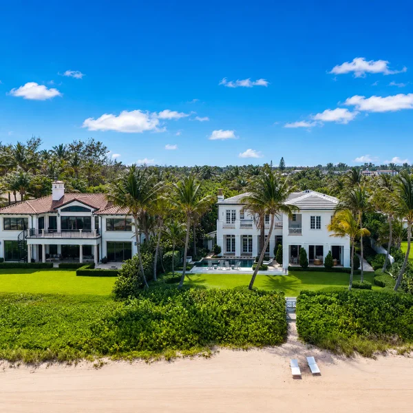 Gulf Stream Town South Florida oceanfront luxury real estate with beachfront estates, palm trees, manicured lawns, and direct beach access.