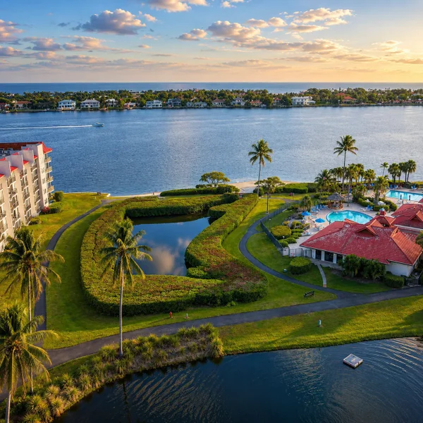 Hypoluxo luxury real estate waterfront community with resort pool, palm trees, Intracoastal views, and South Florida condo lifestyle.