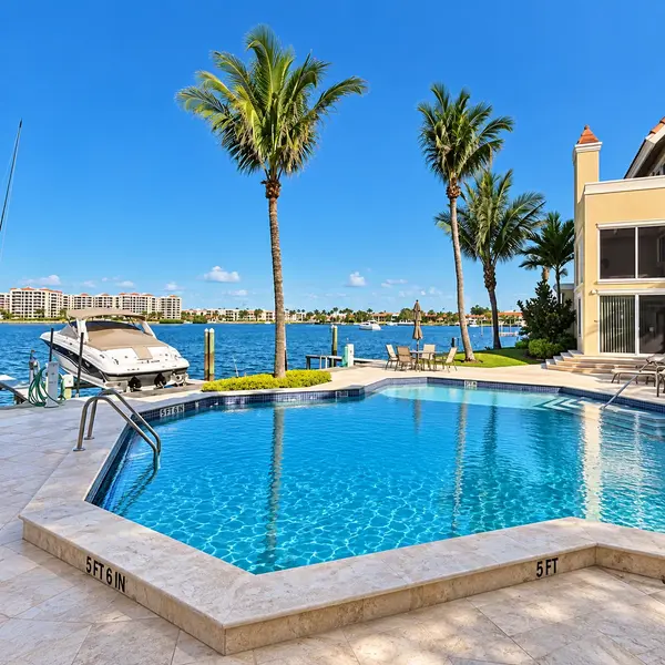 Lake Boca Villas Boca Raton waterfront estate with resort-style pool, marina views, and upscale South Florida living.