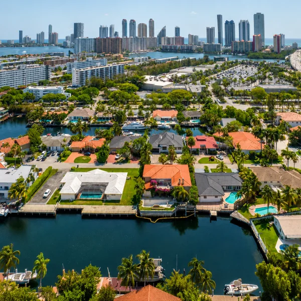 Aerial view of a neighborhood in North Miami, South Florida