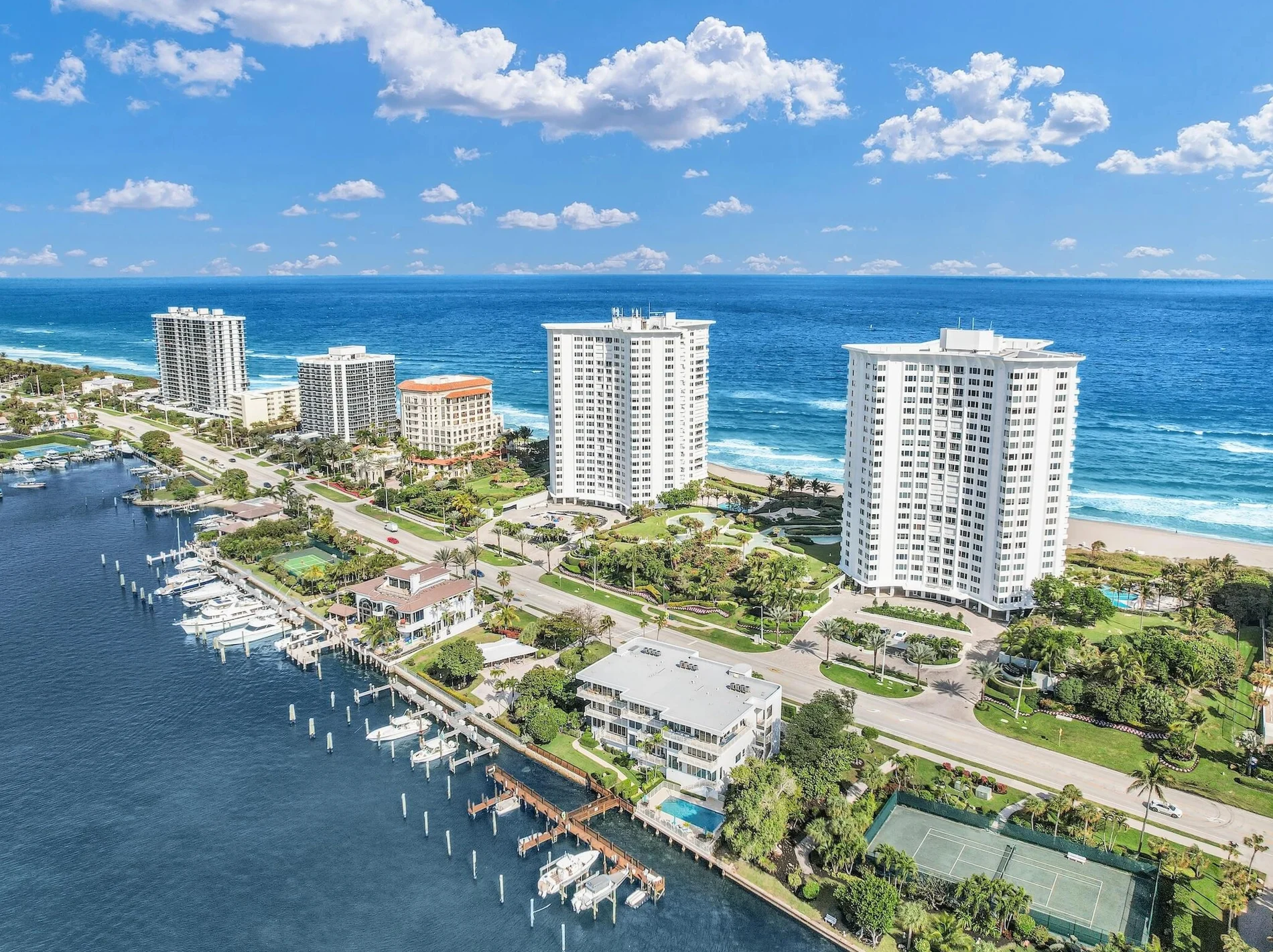 An aerial view of a condos for sale in Chalfonte, Boca Raton