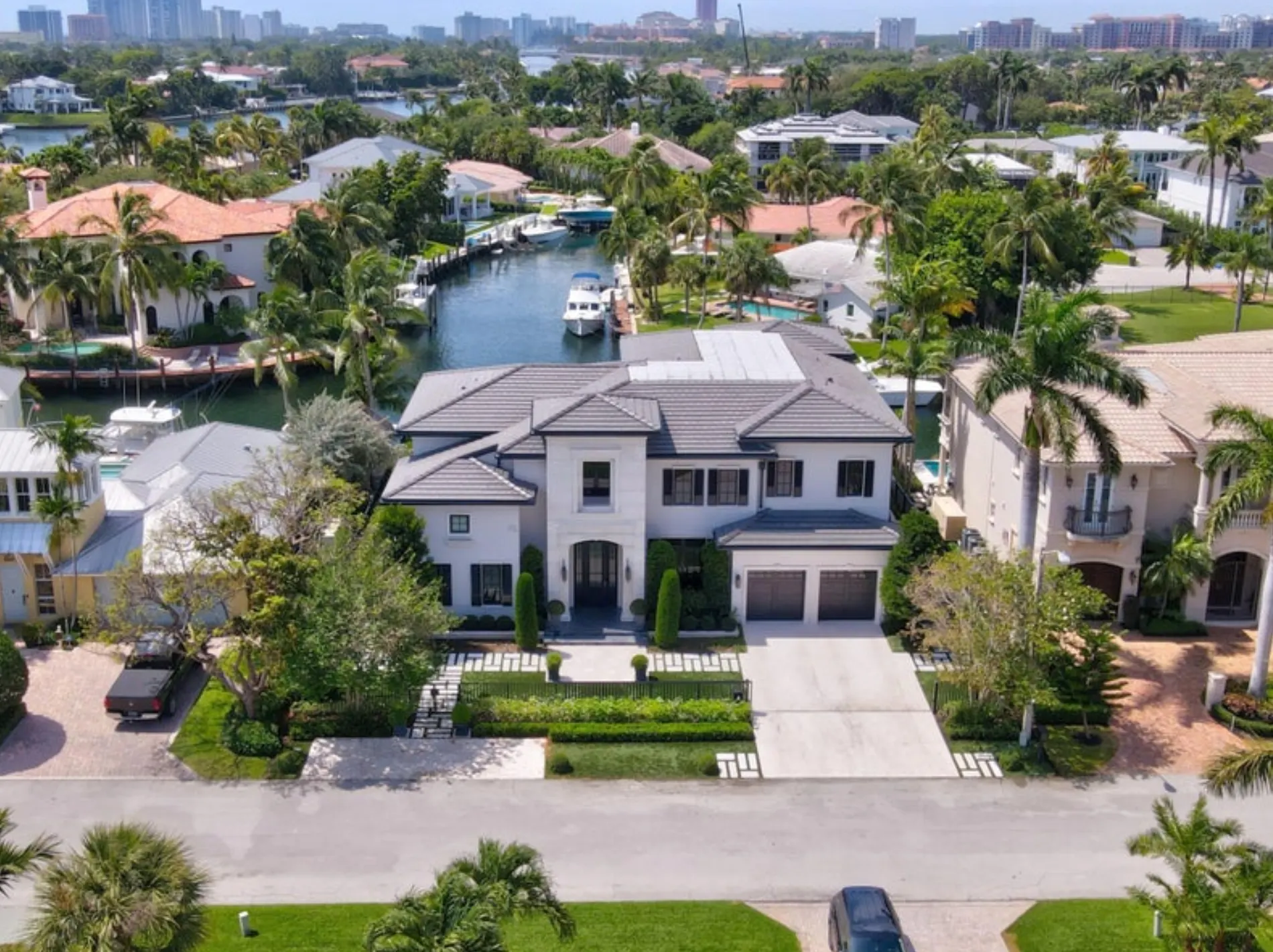 An aerial view of Golden Harbour, Boca Raton homes for sale.