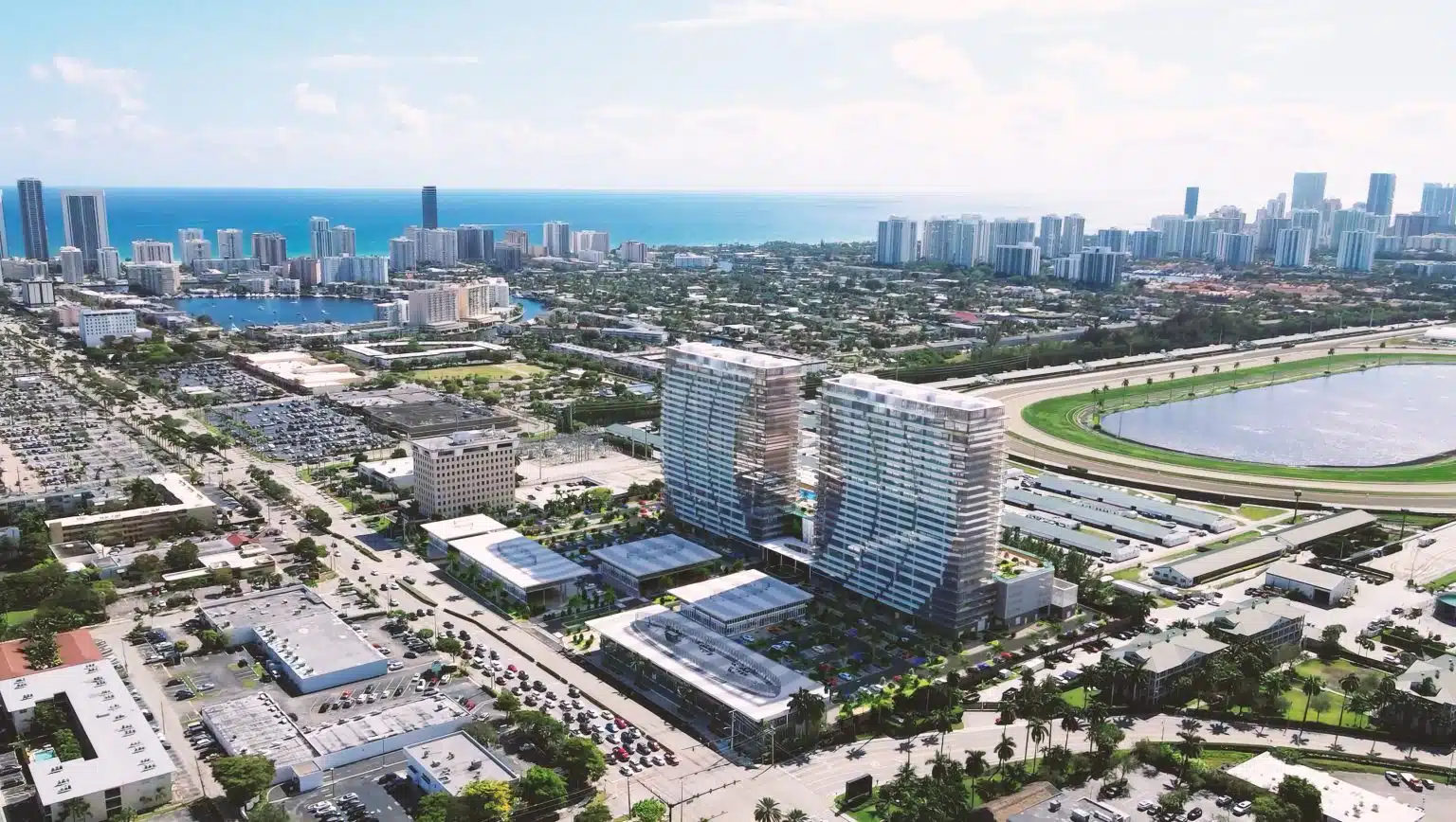 Oasis Hallandale twin towers and retail plaza, a major mixed-use project attracting investors in 2025.
