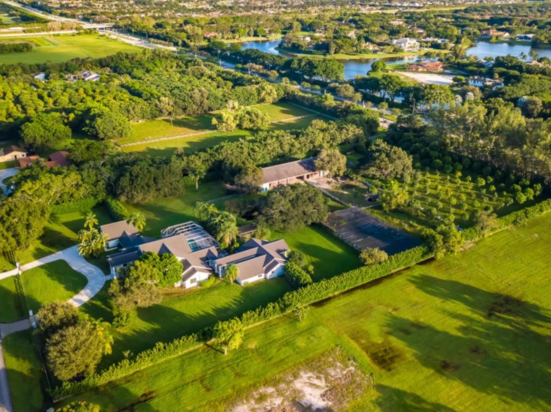 An aerial view of Horseshoe Acres homes for sale.