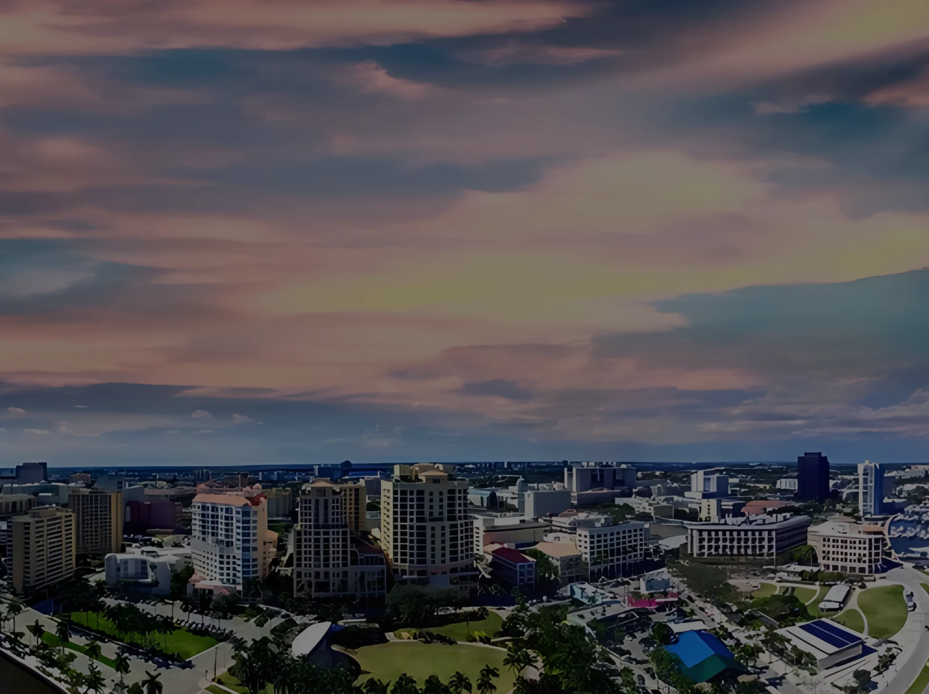 Highrise buildings along the Intracostal waterway in North Lauderdale, Florida.