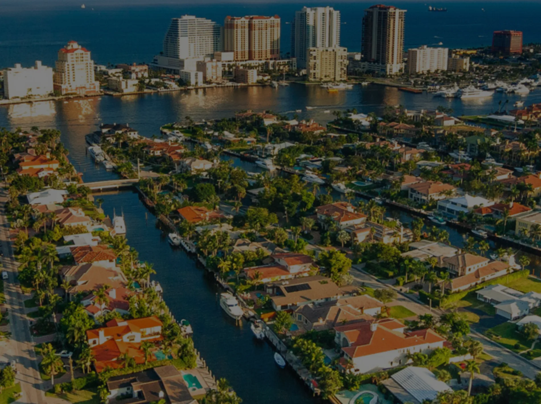 An aerial view of homes in Oakland Park, Florida