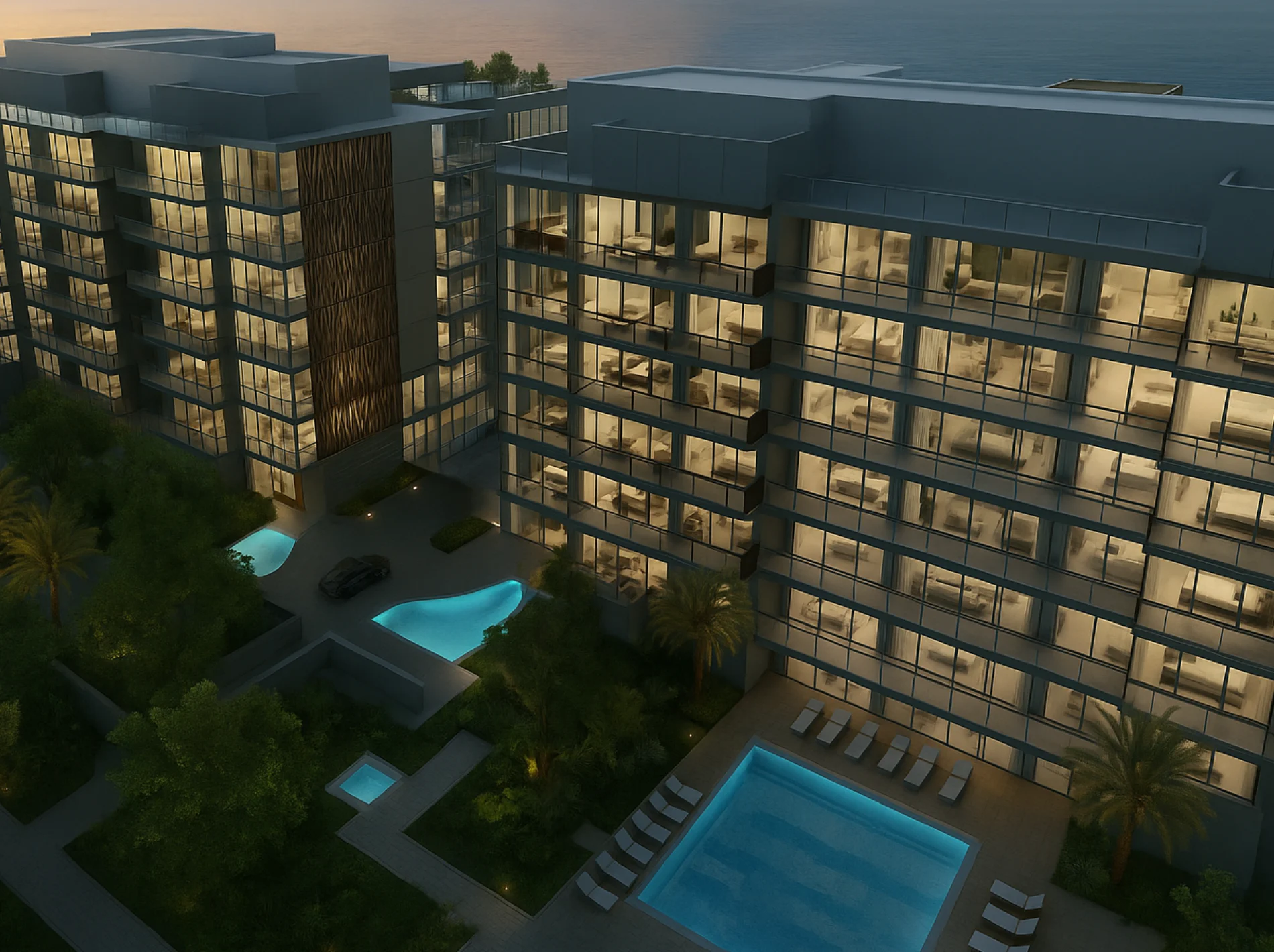 Aerial image of condos in One South Ocean, Boca Raton