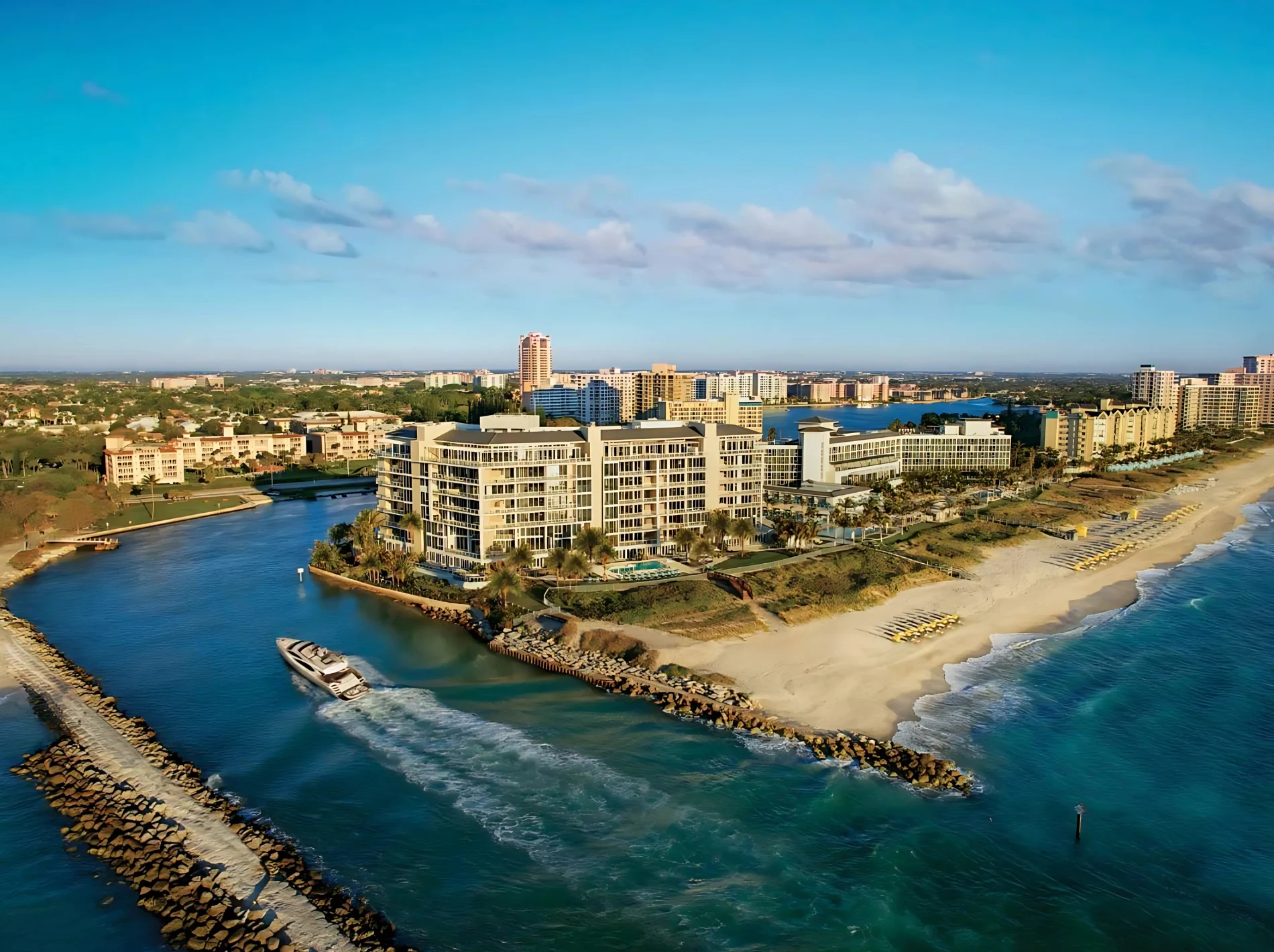An aerial image of One Thousand Ocean neighborhood in Boca Raton