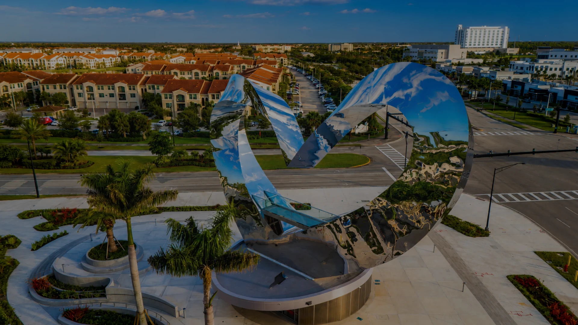 An image of Port St. Lucie at dusk on a sunny day.