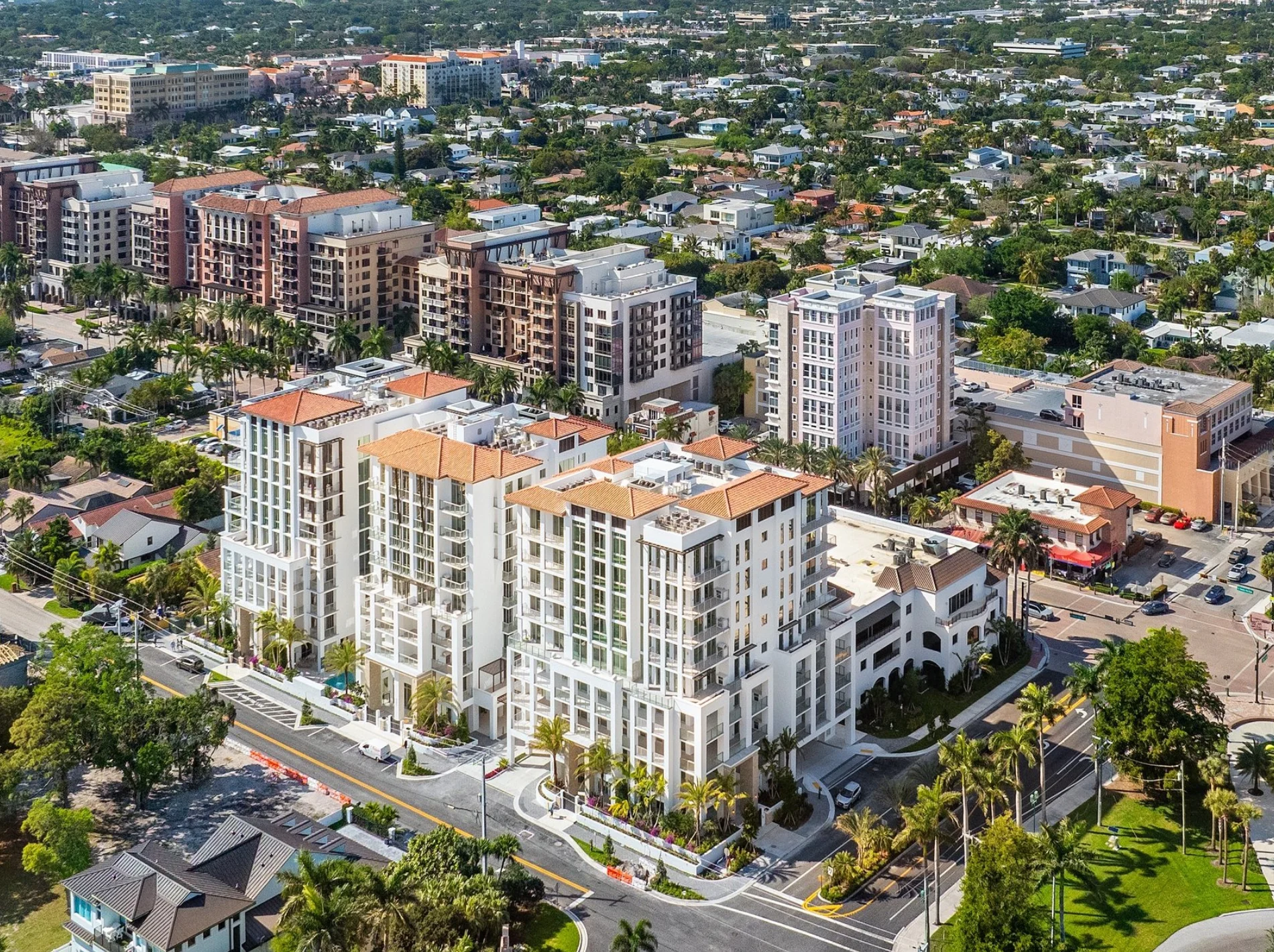 Aerial image of condos in Royal Palm Residences, Boca Raton