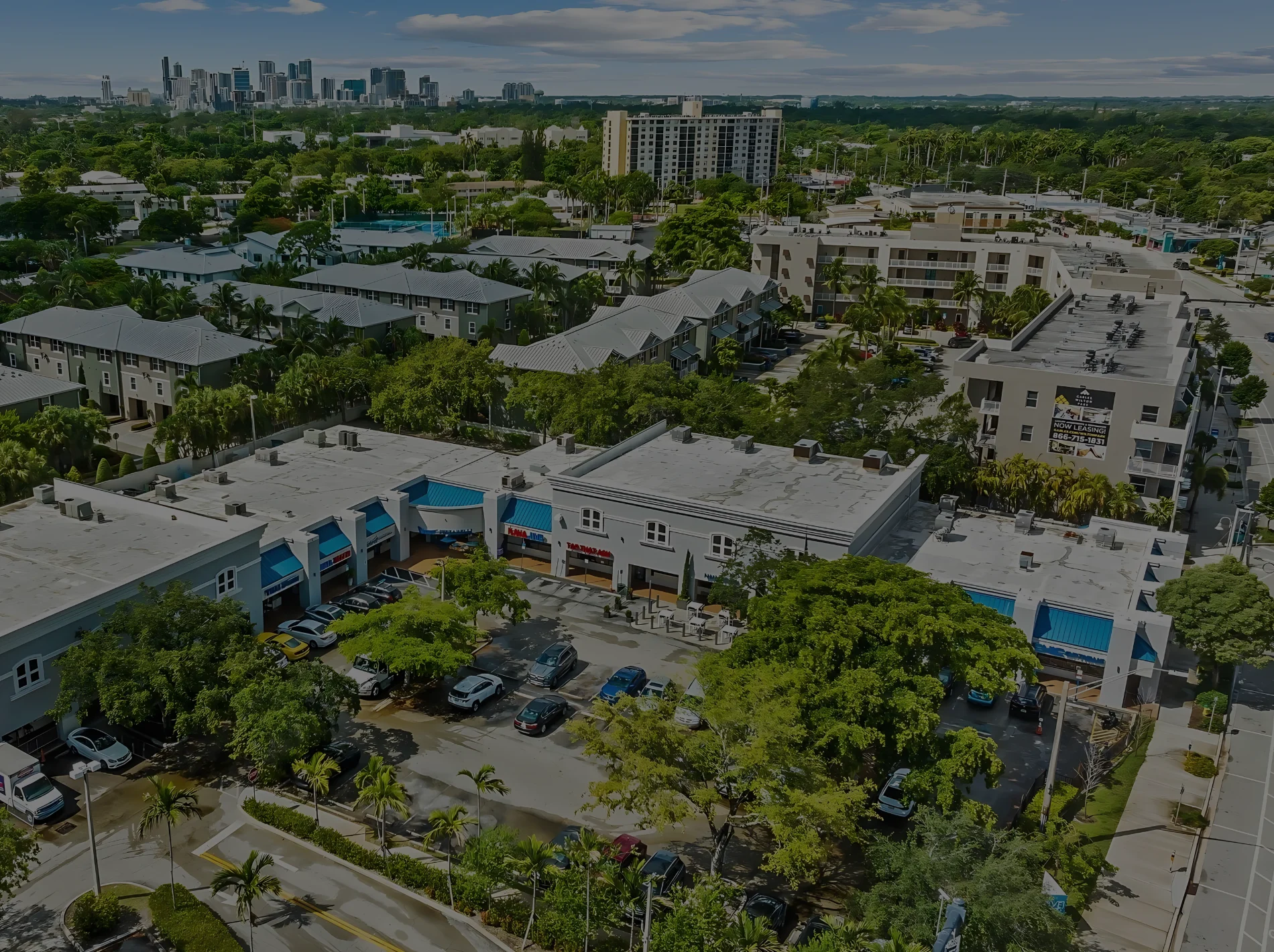 An aerial view of homes in Oakland Park, Florida