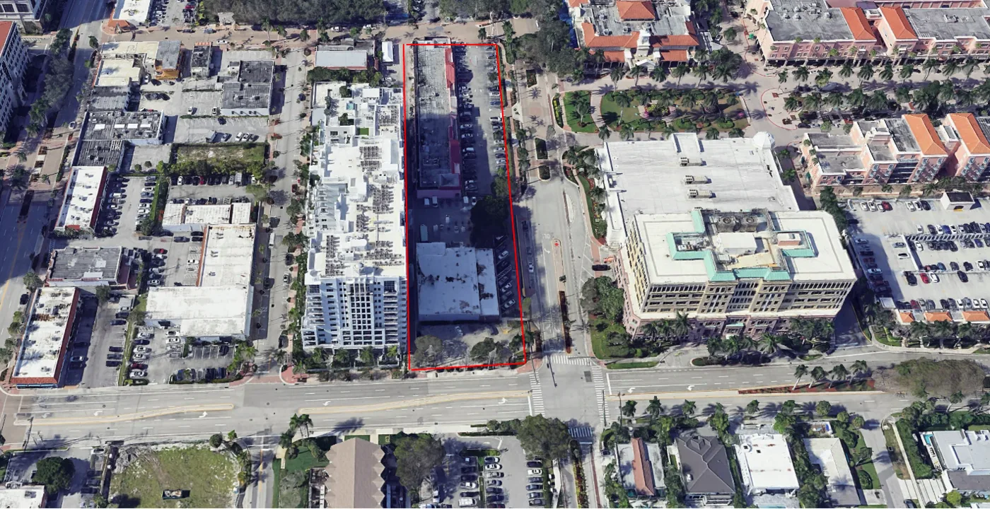 Aerial of the Mizner Plaza Hotel in Downtown Boca