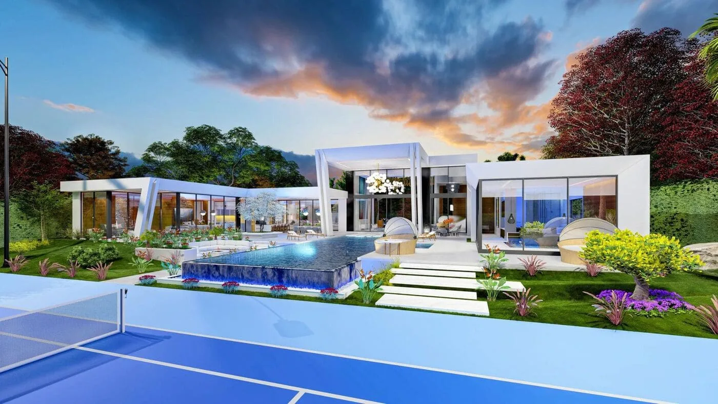 Rendering of Villa Dusk at Modern Garden Estates, Delray Beach.