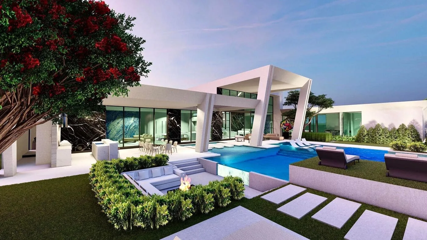 Rendering of Villa Luna at Modern Garden Estates in Delray Beach.