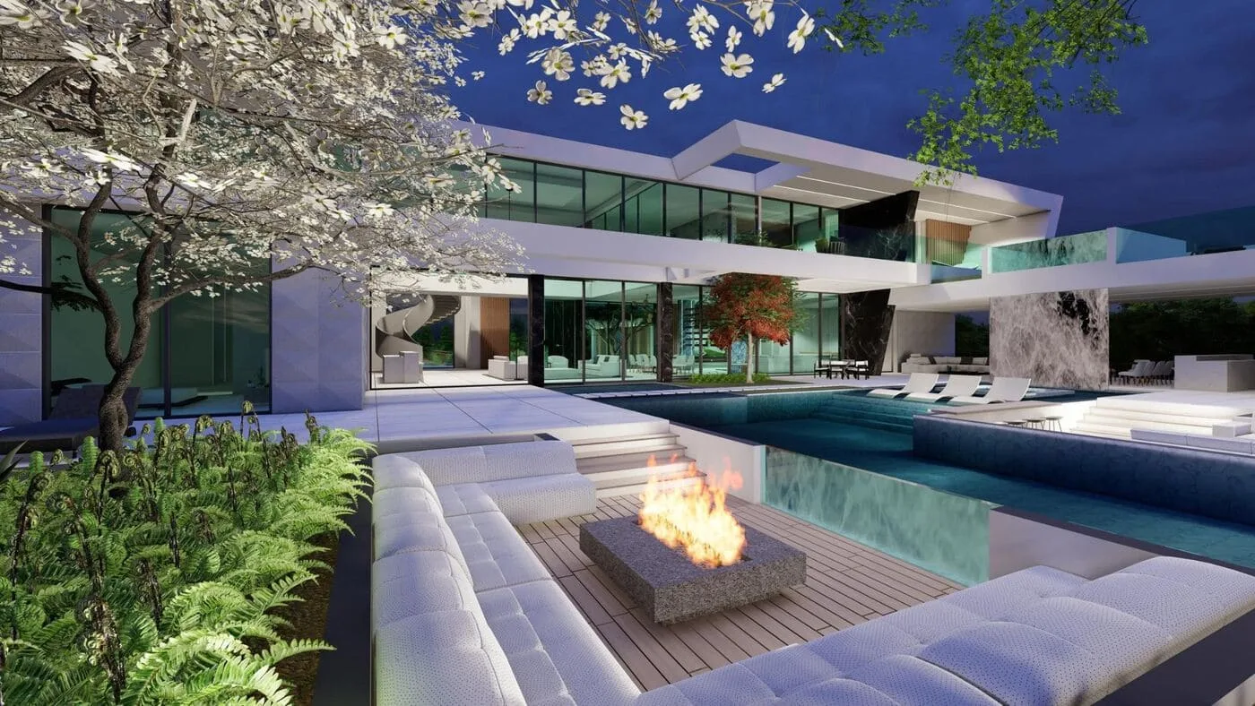 Rendering of Villa Sol at Modern Garden Estates, Delray Beach.