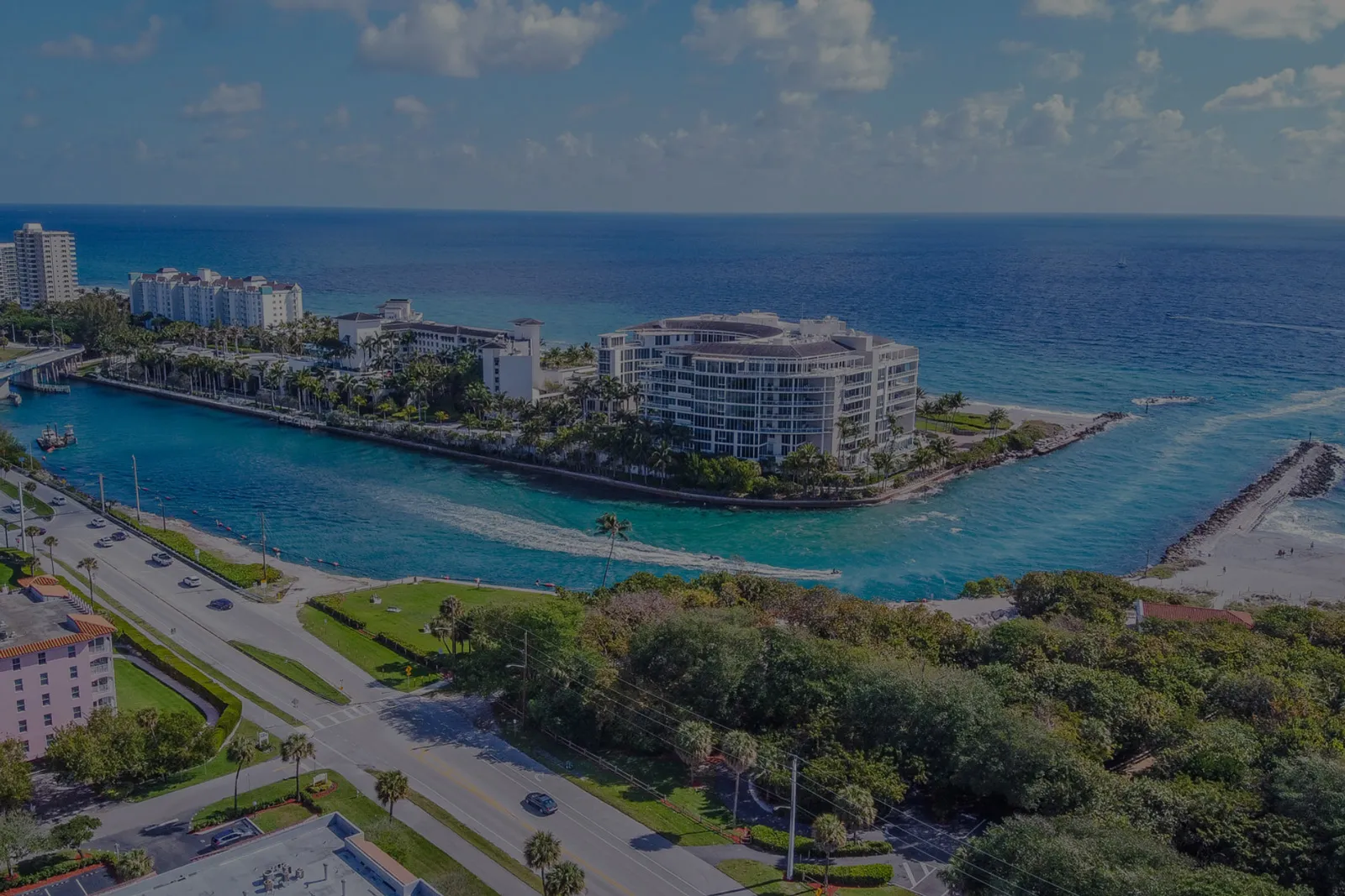 Boca Raton aerial shot during a bright summer day.